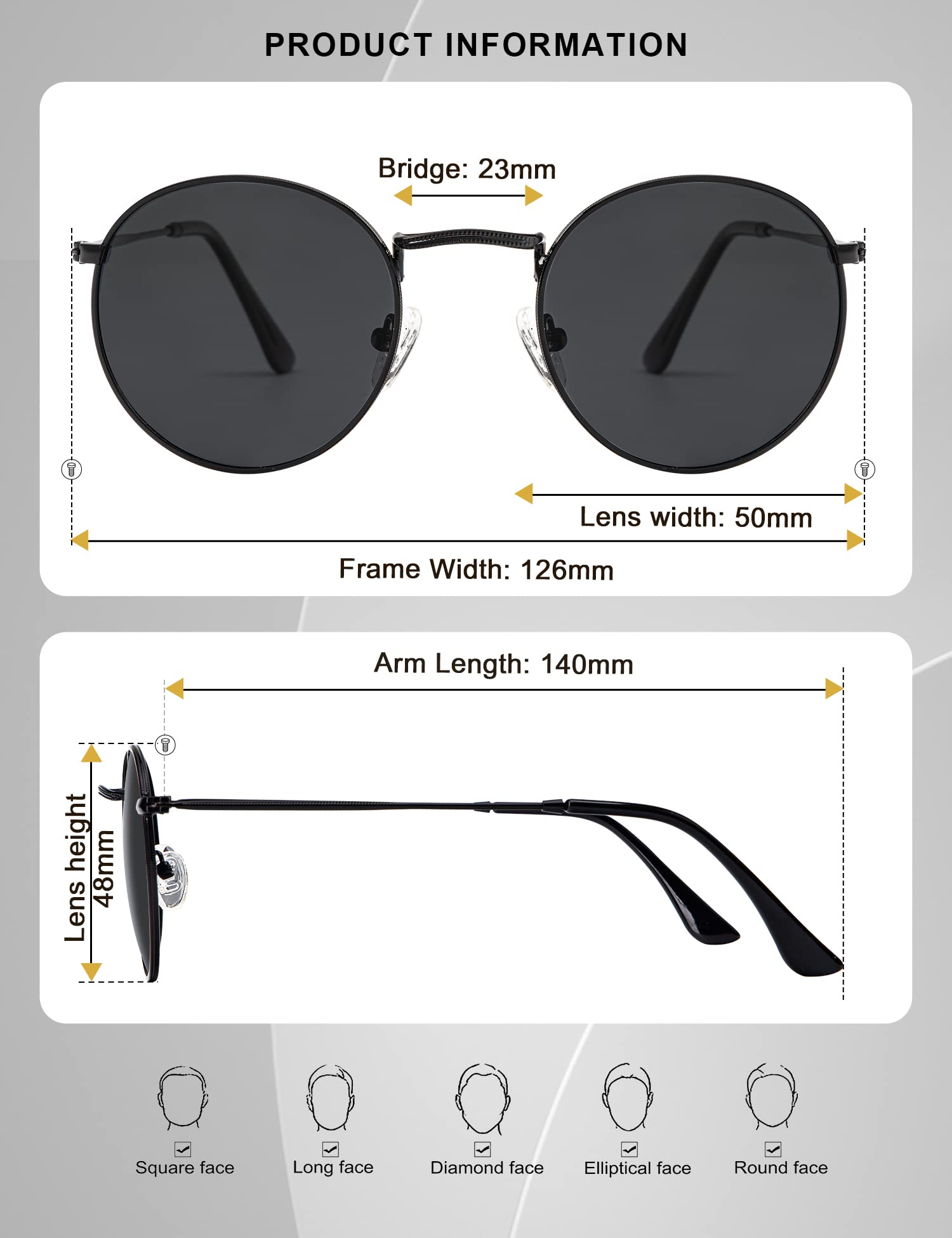 Black polarized sunglasses, stylish metal frame, perfect for sunny days