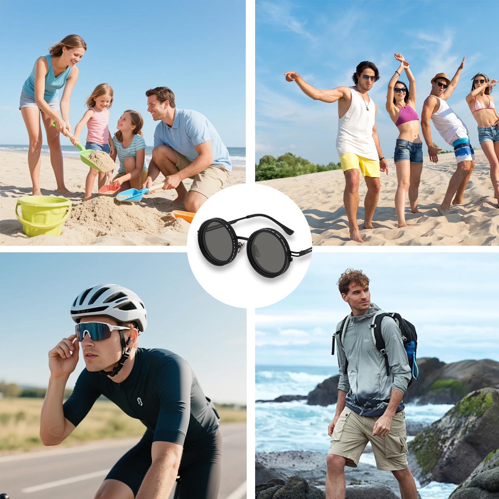 Men's black polarized sunglasses for beach and outdoor activities