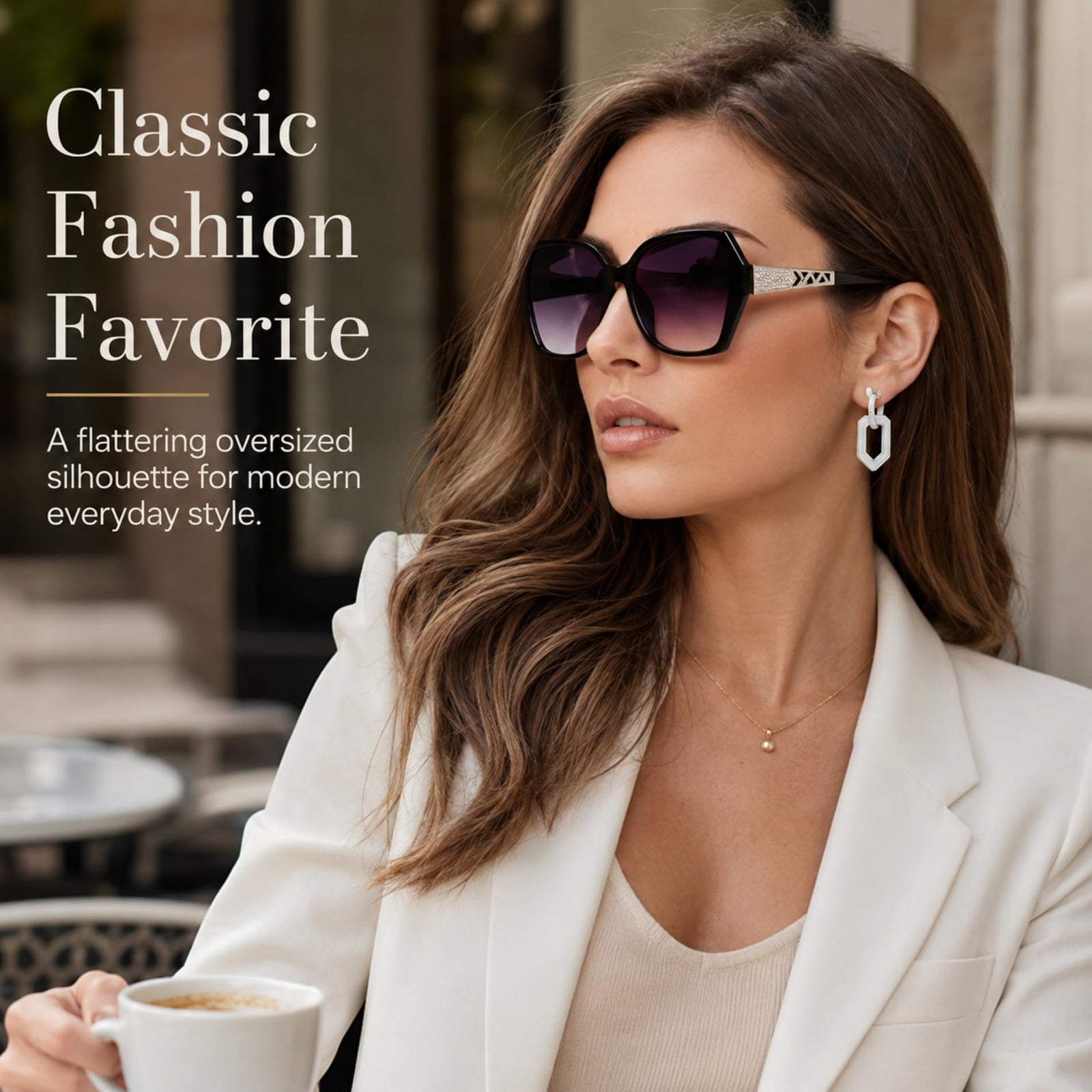 Oversized black polarized sunglasses for stylish everyday wear