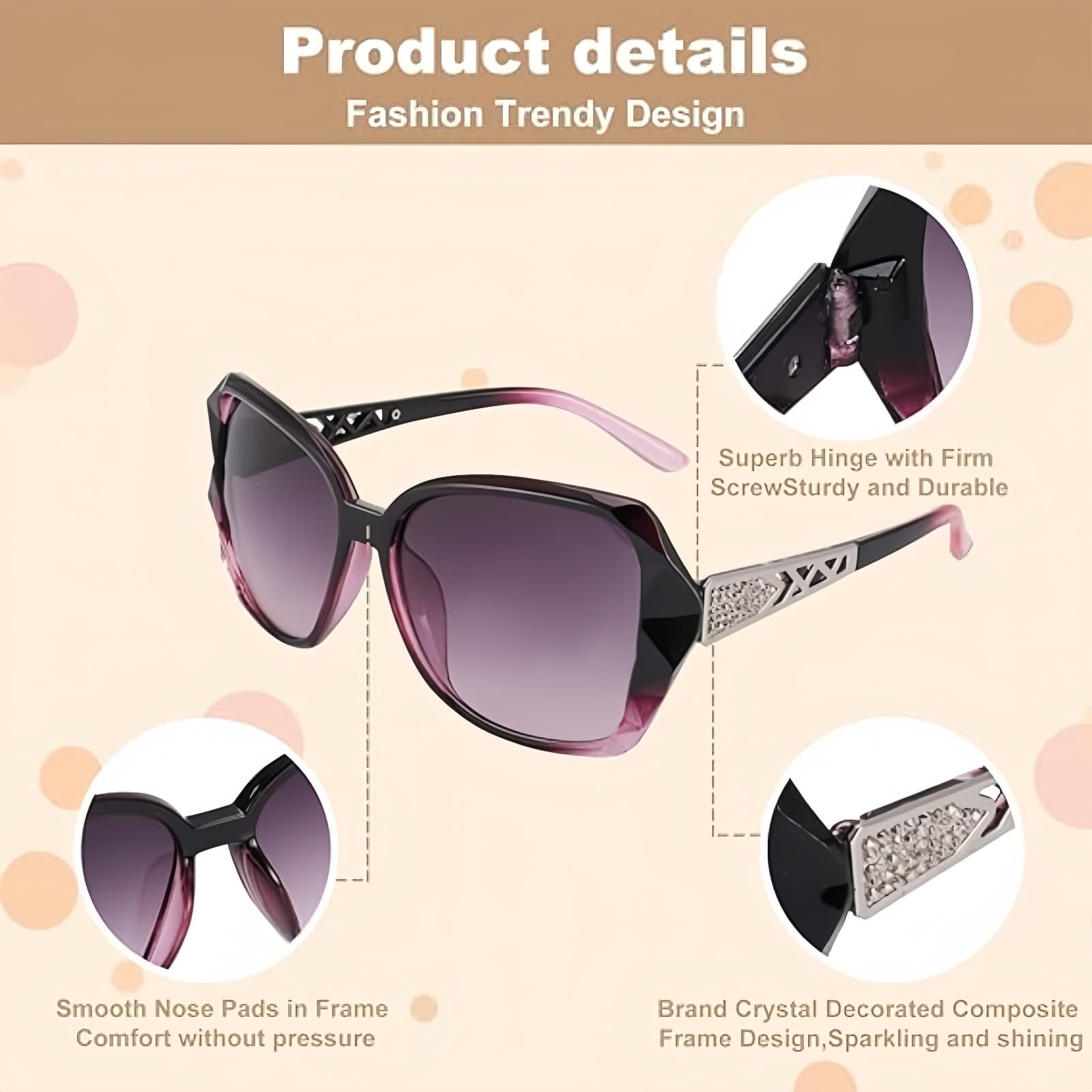 Trendy polarized sunglasses with a pink gradient frame for stylish outdoor use