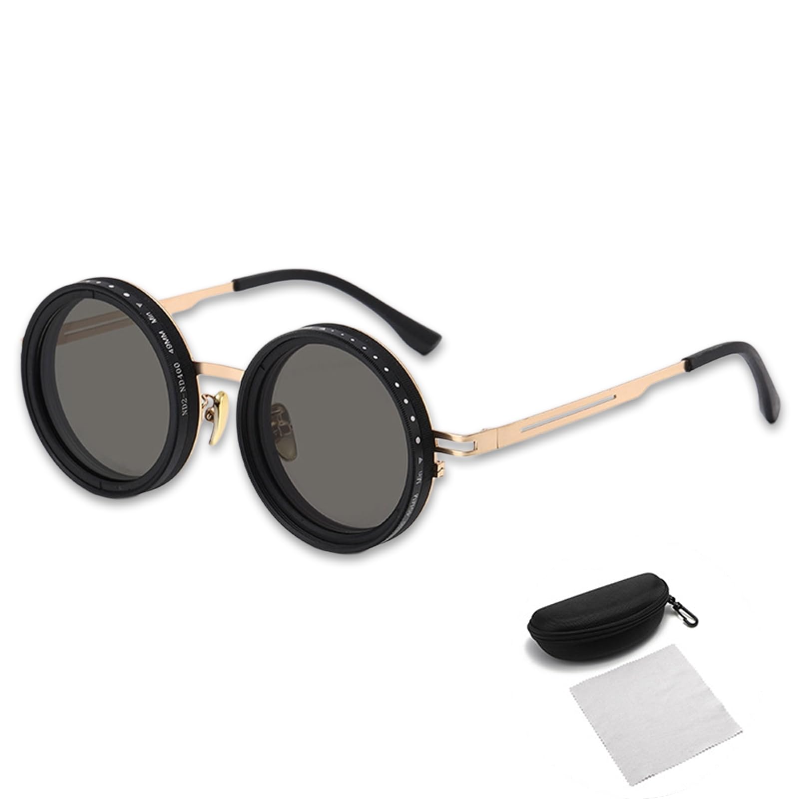 Black polarized sunglasses with gold accents for stylish outdoor protection