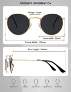 Gold frame polarized sunglasses with black lenses, stylish for outdoor activities