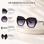 Black oversized polarized sunglasses with gradient lenses for stylish outings