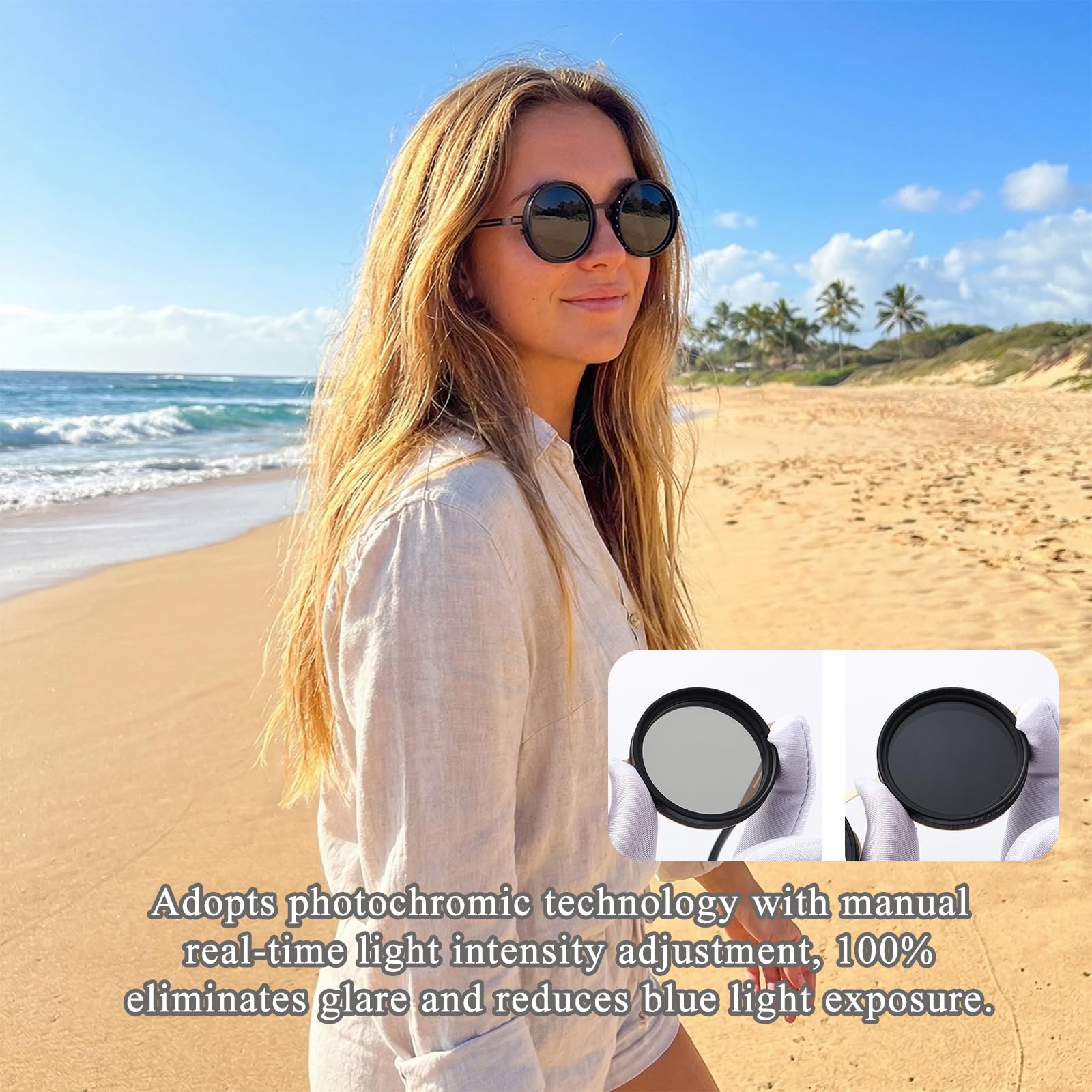 Women's black polarized sunglasses for beach outings with advanced glare reduction