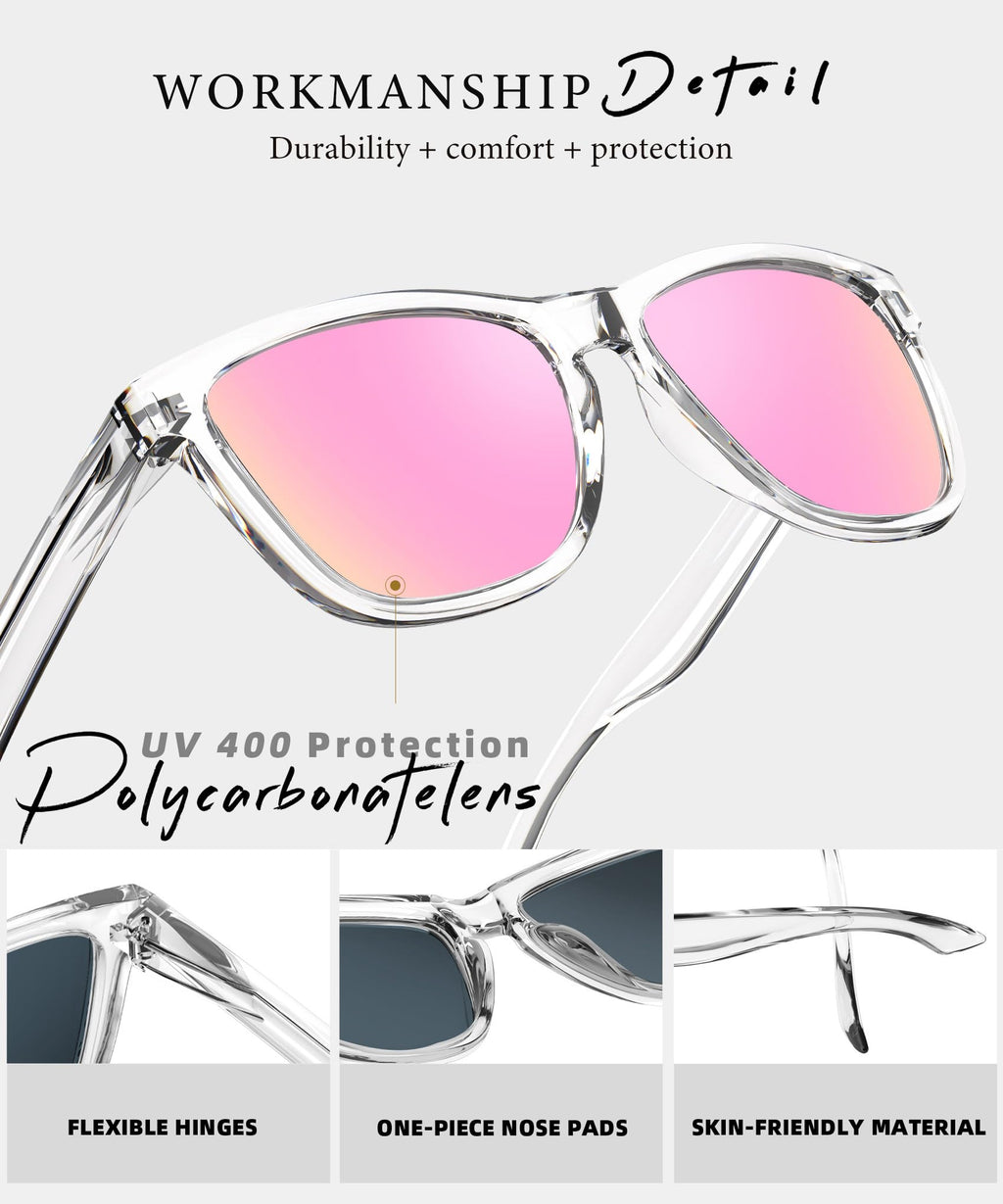 VacationGrabs polarized sunglasses with pink polycarbonate lenses for UV protection