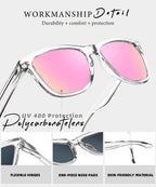 VacationGrabs polarized sunglasses with pink polycarbonate lenses for UV protection