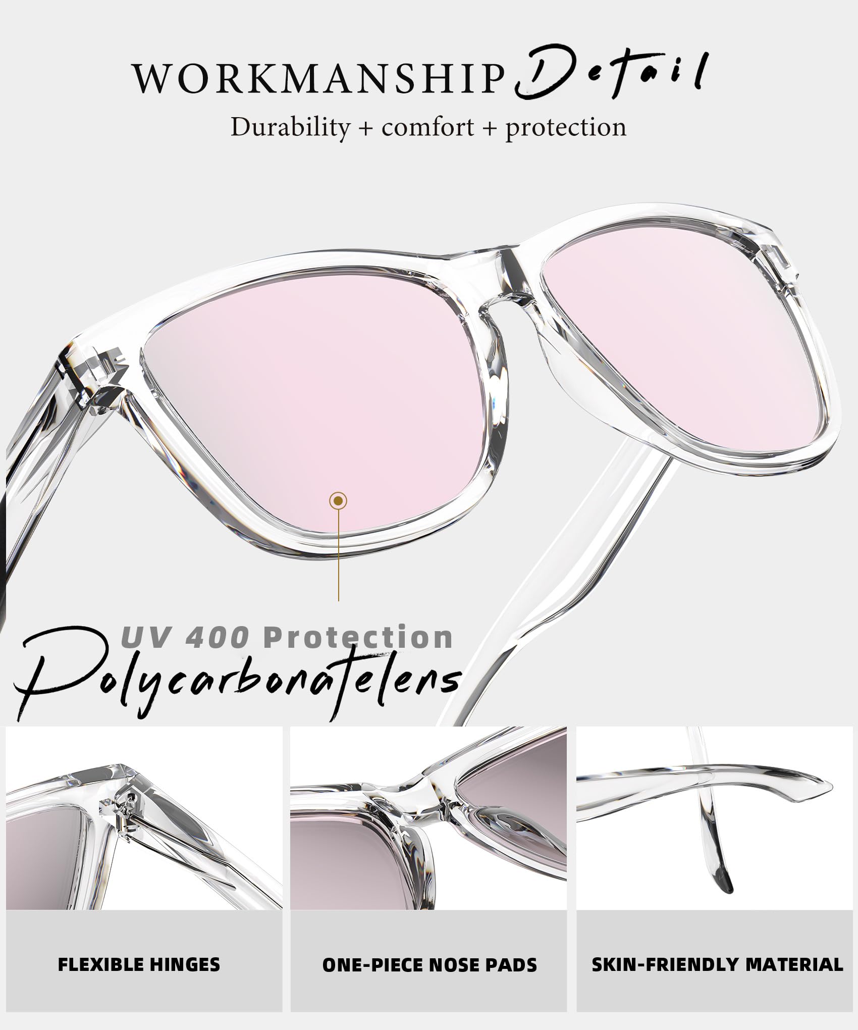 VacationGrabs polarized sunglasses with flexible hinges and polycarbonate lenses
