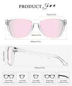 VacationGrabs polarized sunglasses with clear frames and pink lenses