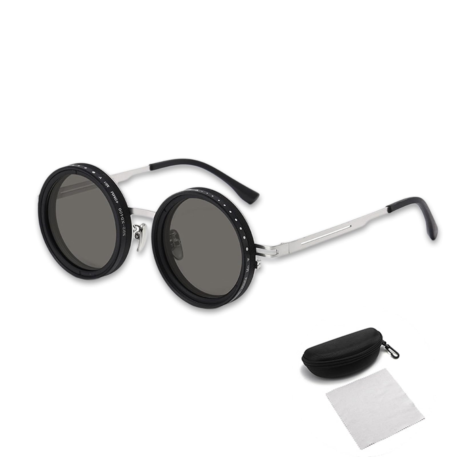 VacationGrabs polarized sunglasses, black frames, stylish round design, outdoor use
