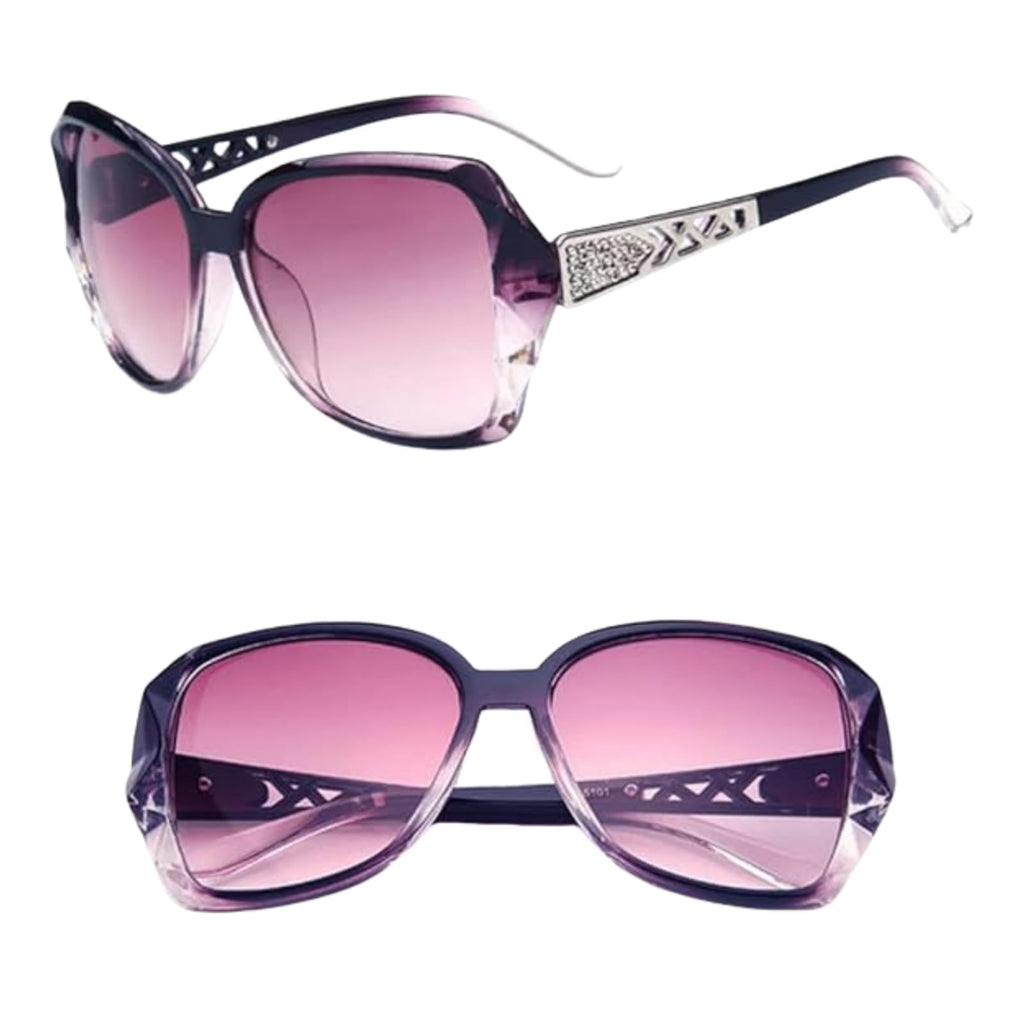 VacationGrabs women's polarized sunglasses with stylish purple frames