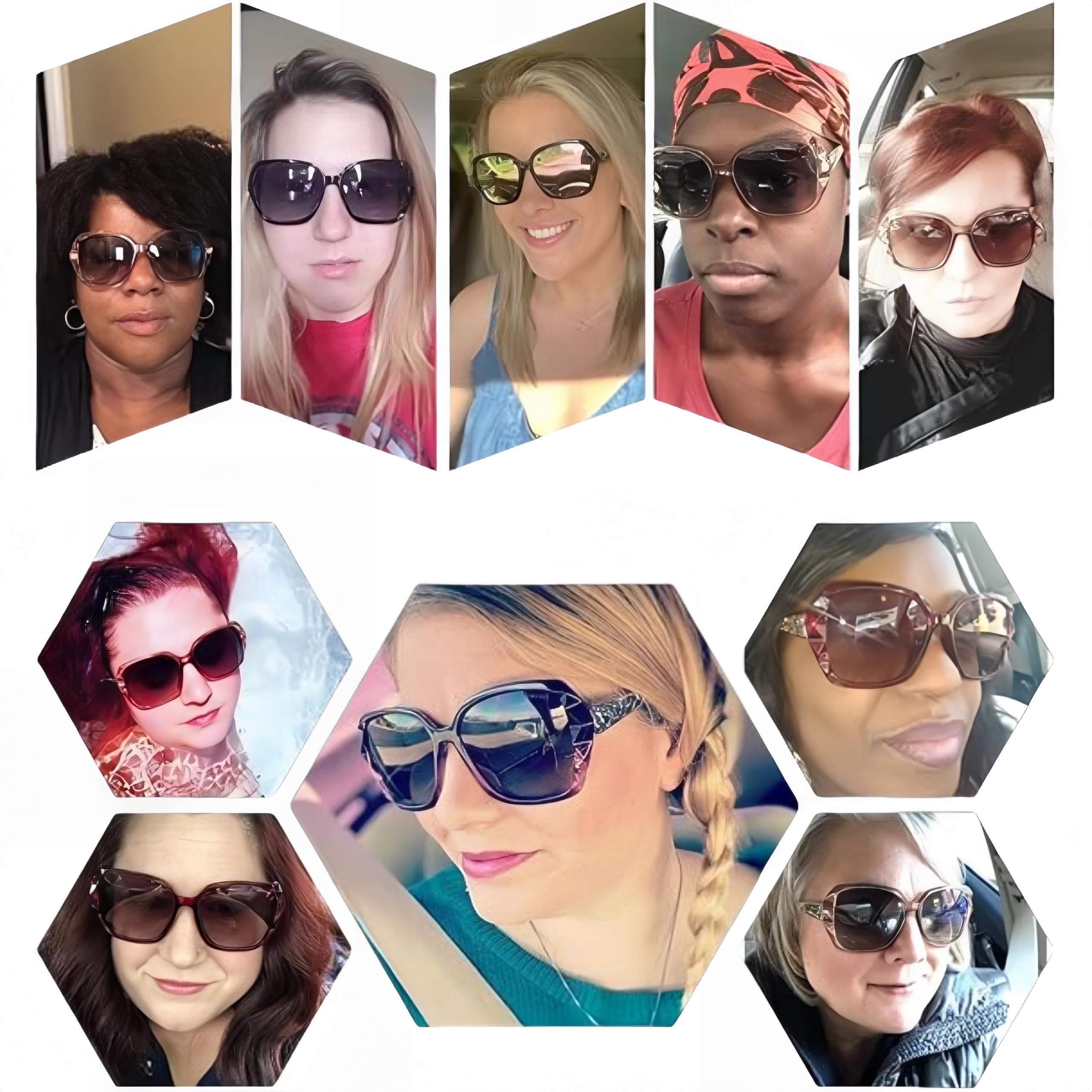 Various women wearing stylish polarized sunglasses, perfect for summer outings