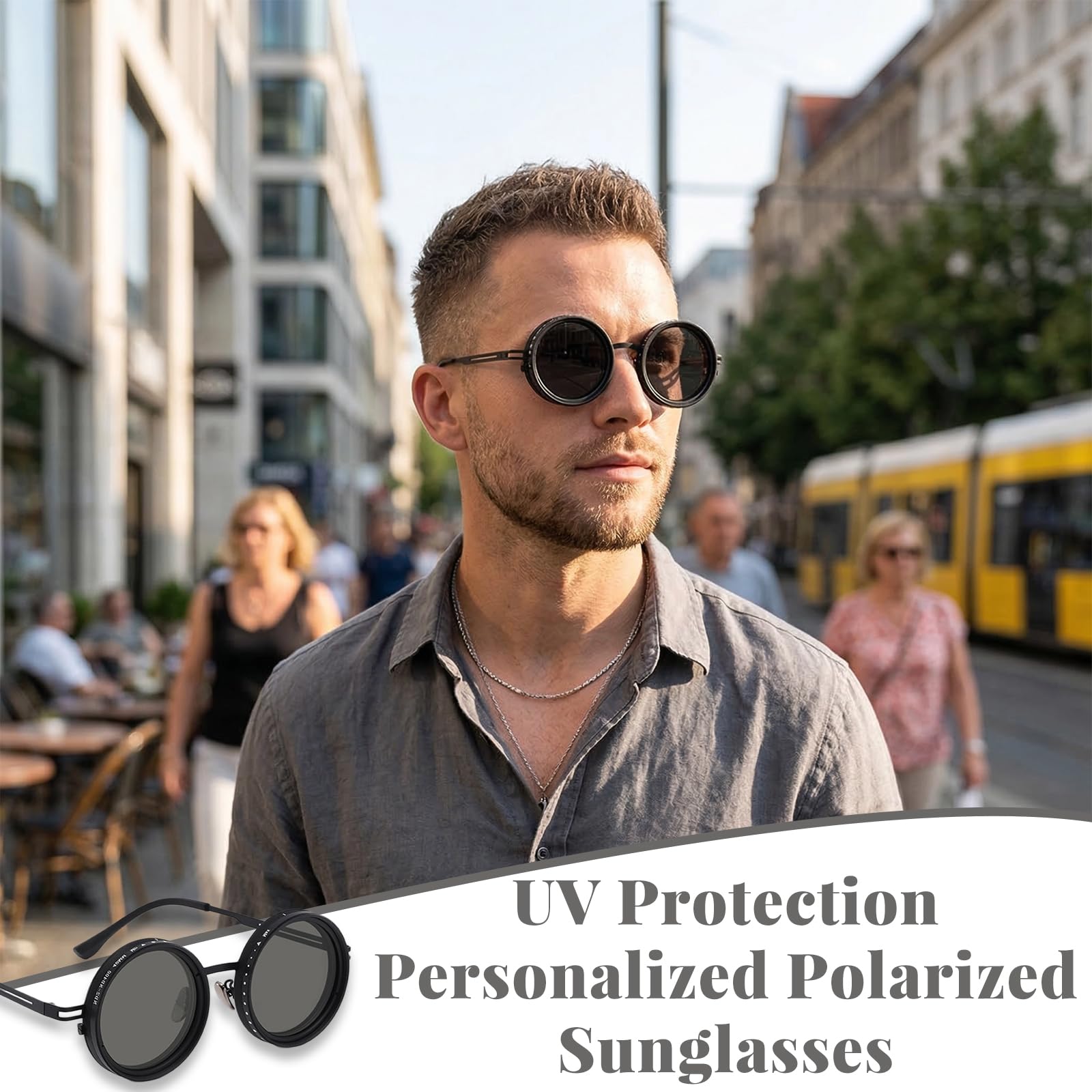 Men's UV protection personalized polarized sunglasses, stylish outdoor wear