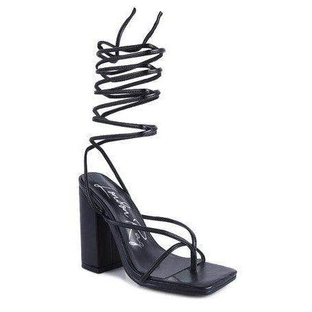 Pole Dance Lace Up Block Heeled Sandal - VacationGrabs