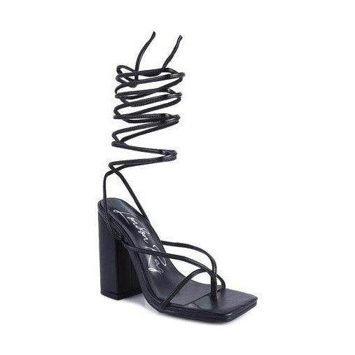 Pole Dance Lace Up Block Heeled Sandal - VacationGrabs