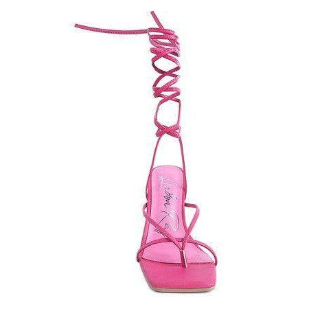 Pole Dance Lace Up Block Heeled Sandal - VacationGrabs