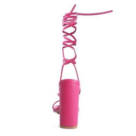 Pole Dance Lace Up Block Heeled Sandal - VacationGrabs