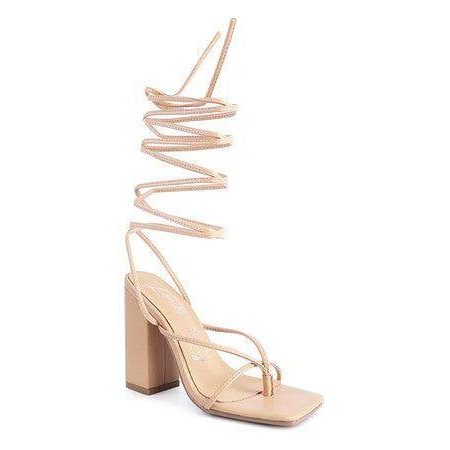 Pole Dance Lace Up Block Heeled Sandal - VacationGrabs