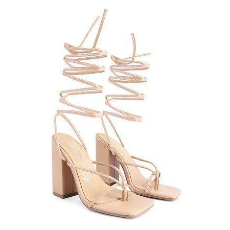 Pole Dance Lace Up Block Heeled Sandal - VacationGrabs
