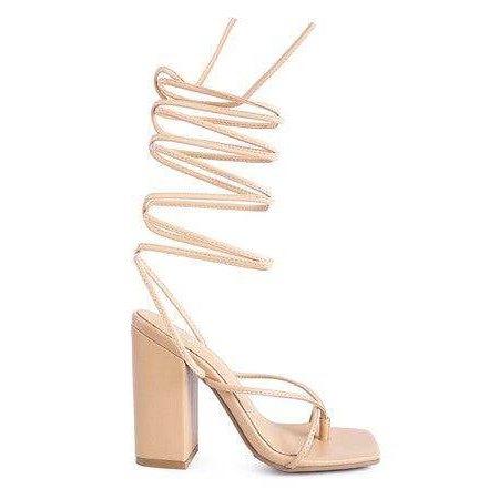Pole Dance Lace Up Block Heeled Sandal - VacationGrabs