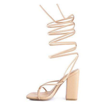 Pole Dance Lace Up Block Heeled Sandal - VacationGrabs