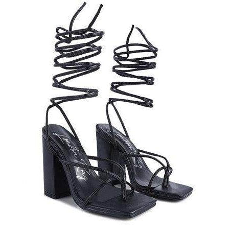 Pole Dance Lace Up Block Heeled Sandal - VacationGrabs