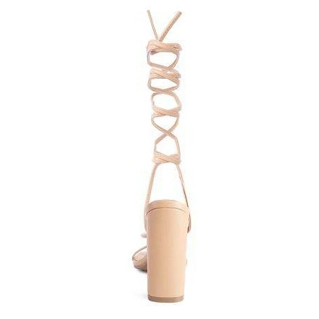 Pole Dance Lace Up Block Heeled Sandal - VacationGrabs
