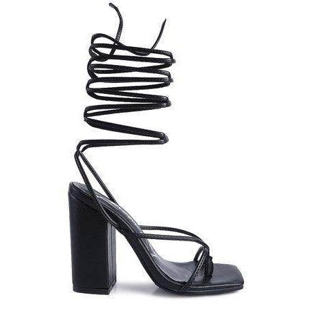 Pole Dance Lace Up Block Heeled Sandal - VacationGrabs
