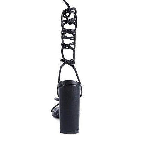 Pole Dance Lace Up Block Heeled Sandal - VacationGrabs