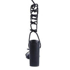 Pole Dance Lace Up Block Heeled Sandal - VacationGrabs