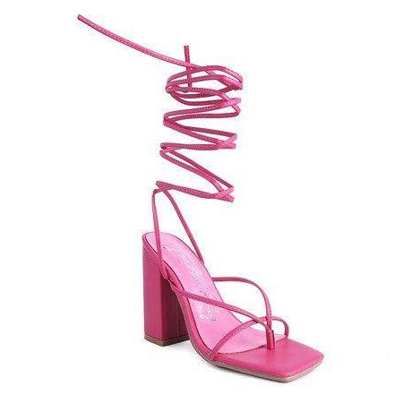 Pole Dance Lace Up Block Heeled Sandal - VacationGrabs