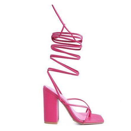 Pole Dance Lace Up Block Heeled Sandal - VacationGrabs