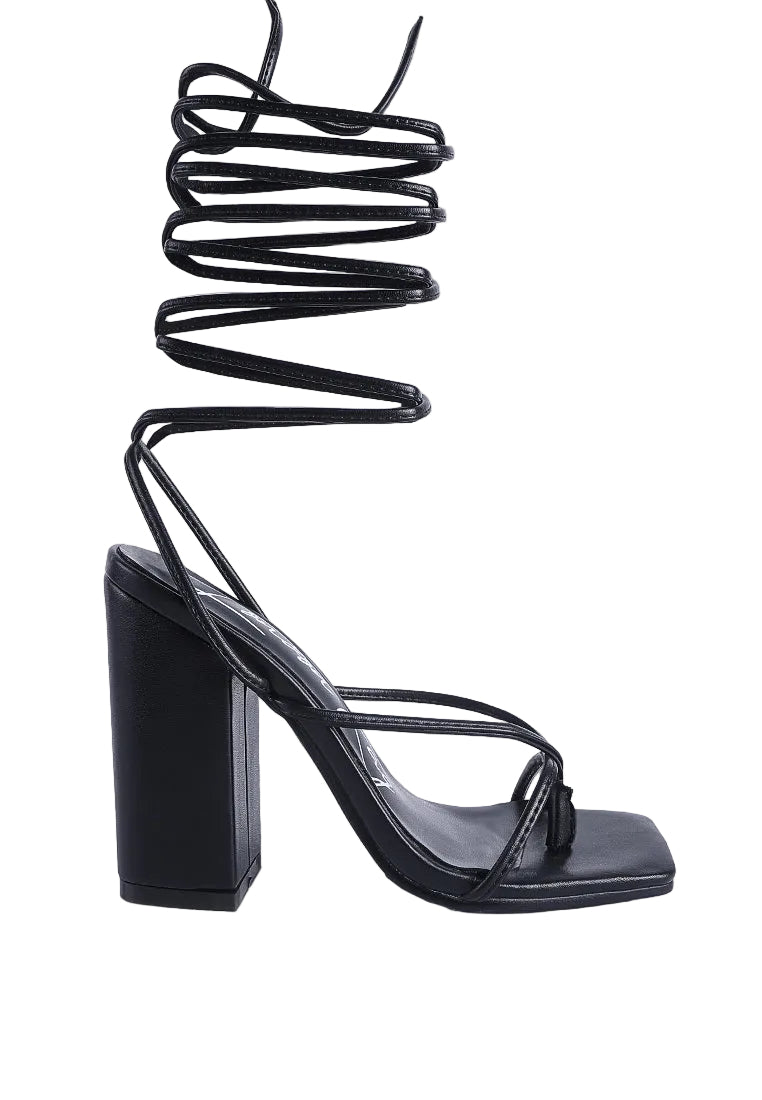 Pole Dance Lace Up Block Heel Sandals