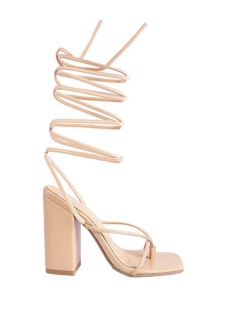 Pole Dance Lace Up Block Heel Sandals