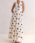 Women's polka dot maxi dress, lightweight fabric, perfect for summer outings