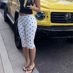 Women's white polka dot pants, stylish and comfortable for casual wear