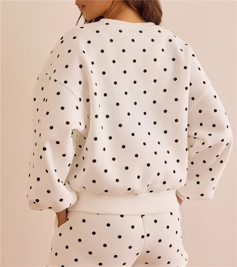 Women's polka dot dots outfit set, comfortable loungewear for casual wear