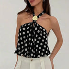 Black and white polka dot tops for casual summer outings
