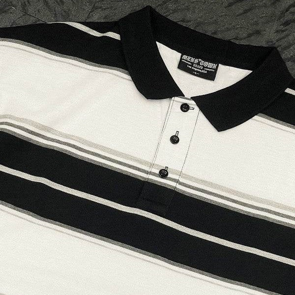 WEIV men's polo a shirts in black and white stripes, casual wear