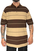WEIV men's polo a shirts in beige and brown stripes for casual wear
