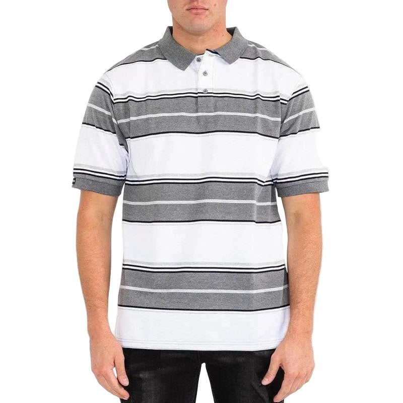 Men's striped polo a shirts in white and gray, casual wear