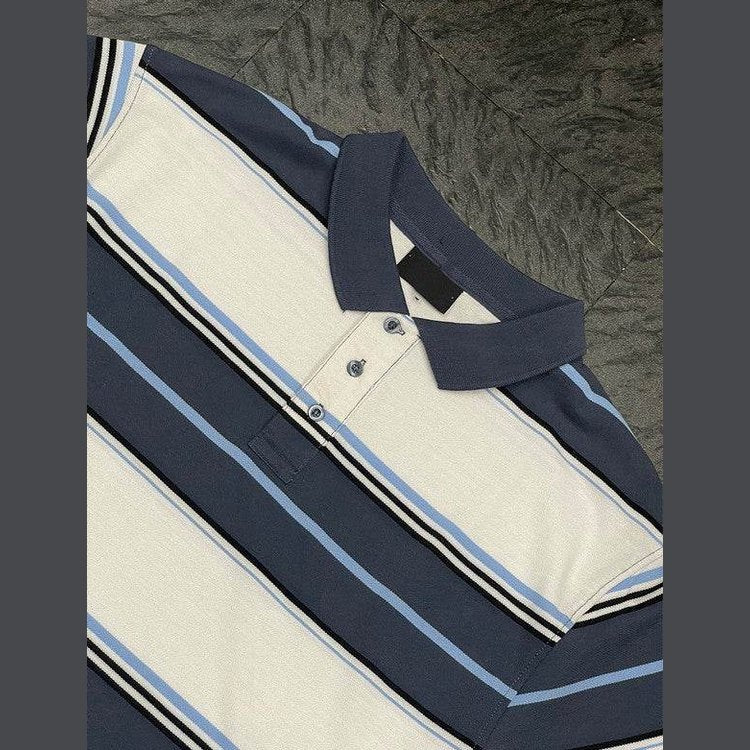 WEIV men's polo a shirts in navy with striped pattern for casual wear
