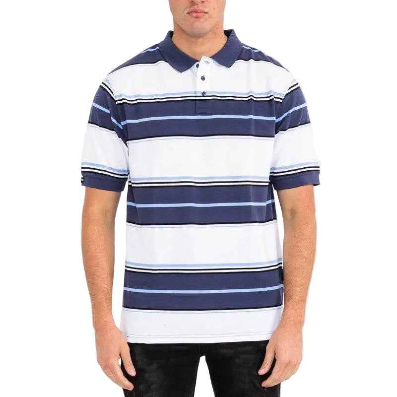 WEIV men's polo a shirts, navy and white striped, casual wear