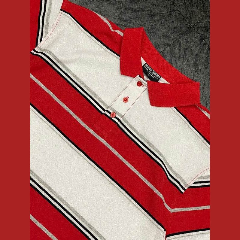 Men's WEIV red and white striped polo a shirts for casual wear