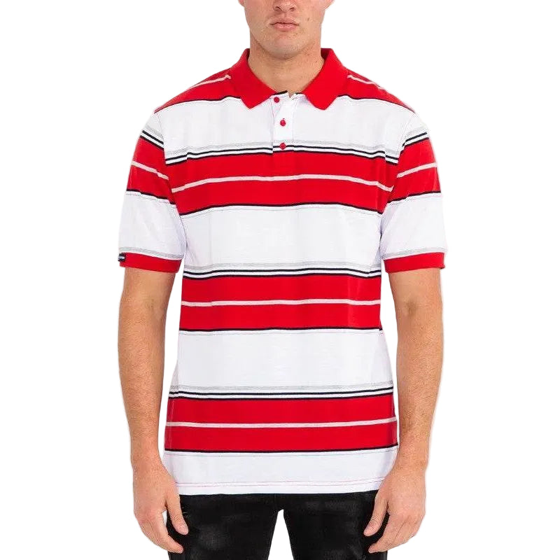 WEIV men's red and white striped polo a shirts, casual wear