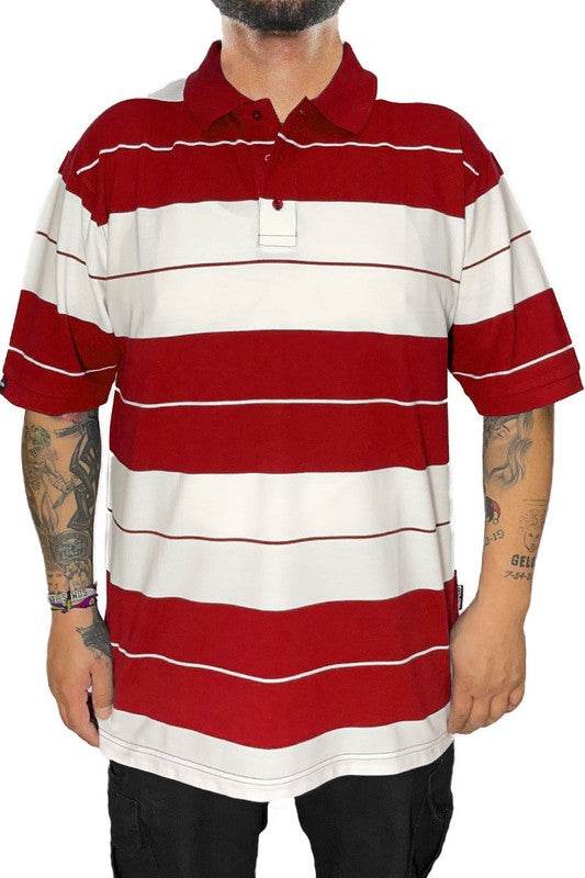 Men's WEIV red and white striped polo a shirts for casual wear