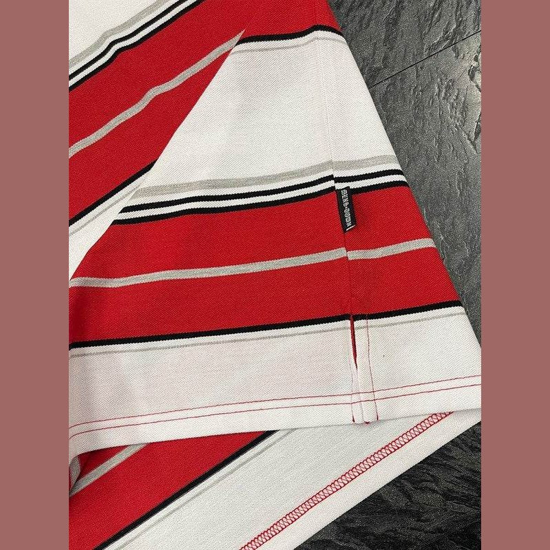 WEIV men's striped polo a shirt in red and white for casual wear