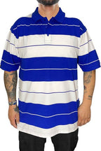 Men's white and blue striped WEIV polo a shirts for casual wear