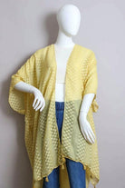 Women's Shirts Pom Trimmed Jacquard Kimono