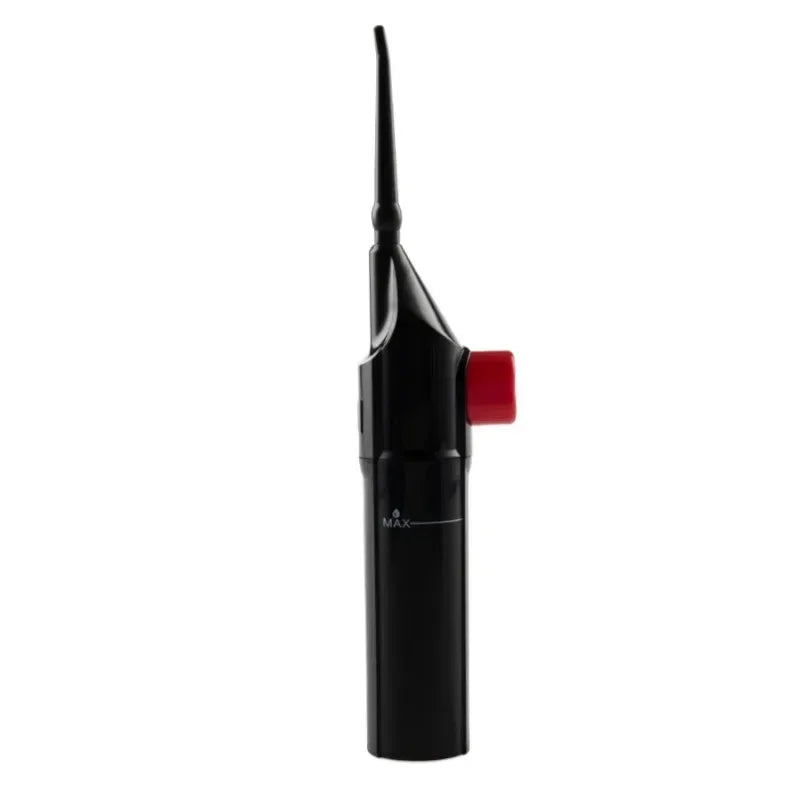Portable water flosser for travel, compact black design, easy to use