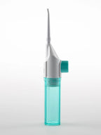 Portable water flosser for travel, teal and white, compact design